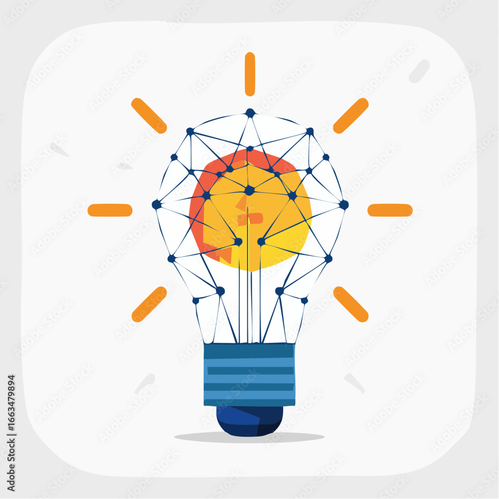Poster abstract lightbulb design with global network