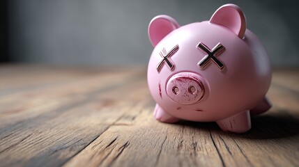 Failed Savings Concept With Damaged Piggy Bank