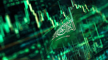Futuristic Financial Data With Saudi Arabia Symbol