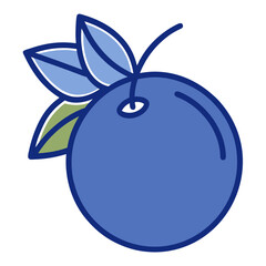 blueberry fruit line art on white background