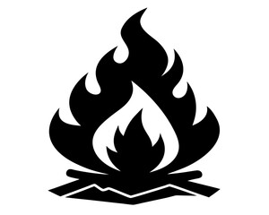 campfire flame black silhouette vector,campfire flame  icon