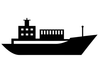 Obraz premium Cargo Ship black silhouette vector,container Ship icon