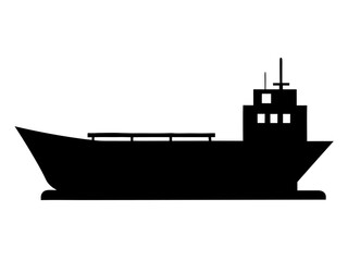 Obraz premium Cargo Ship black silhouette vector,container Ship icon