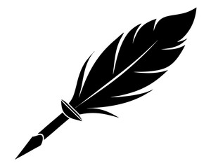 Feather pen black silhouette vector,Feather pen  icon