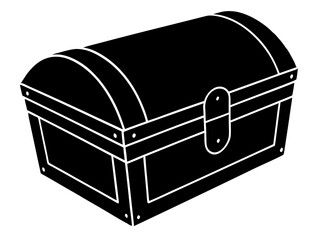 Wooden treasure chest silhouette vector, Treasure chest flat vector