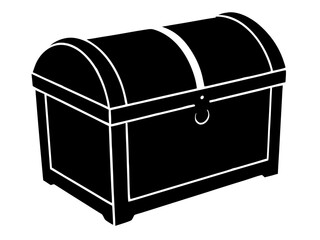 Wooden treasure chest silhouette vector, Treasure chest flat vector