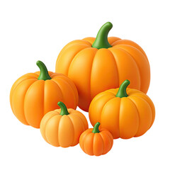 Obraz premium Group of various sized orange pumpkins isolated on transparent background