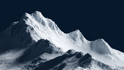 Snowy Mountain Peak, Dark Background, Digital Illustration