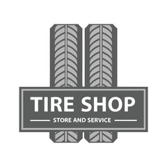 Obraz premium Tire Shop Logo Design with Professional Automotive Maintenance and Repair Services Sign