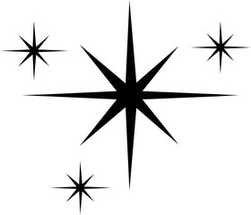 Sparkle Star Icon -. Shine Symbol, Twinkle stars icons. Shining stars collection. Different star shapes. Vector Illustration !