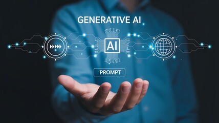Person holding generative artificial intelligence network and ai chip technology