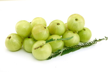 Fresh gooseberries on white background