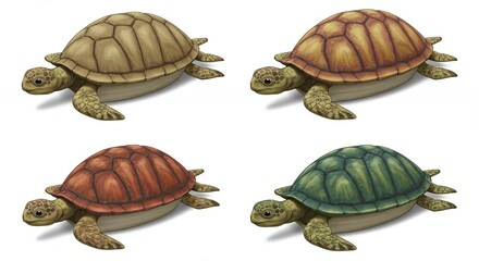 Decorative turtles in various colors
