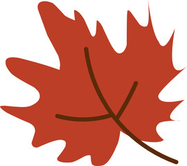 Illustration Vector of Oak Leaf with Brown Veins in Modern Flat Style