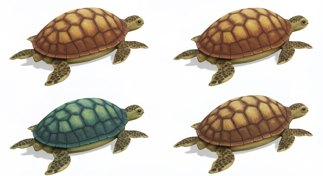 Four colorful turtle illustrations