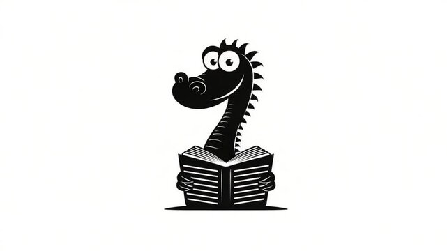 Dragon reading a book