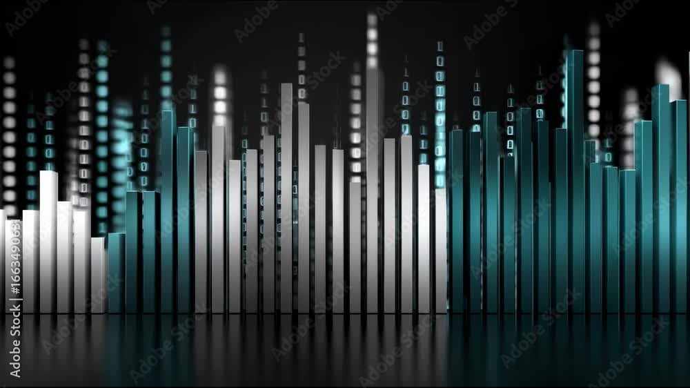 Fototapete abstract digital chart with binary code background