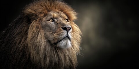 Obraz premium The Majestic Lion Gazing into the Distance with Grace and Strength