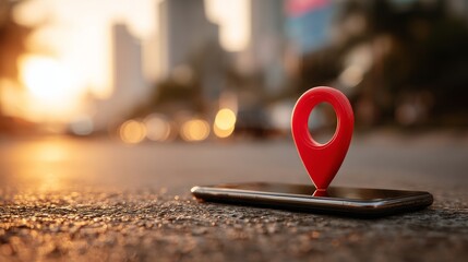 GPS Location Pin on Smartphone Navigation Concept