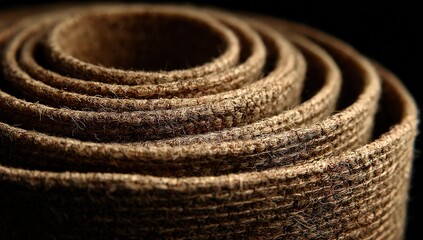 Naklejka premium Close Up Of Rolled Brown Material Texture