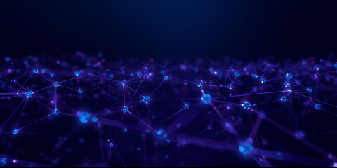 Obraz premium Abstract digital network with interconnected nodes and glowing blue lines background 