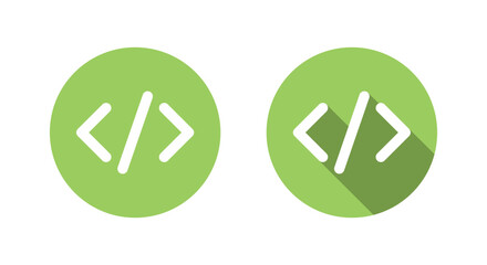 HTML tag icon with long shadow. Hypertext markup code symbol