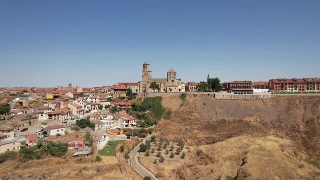Aerial view of Toro city and Colegiata de Santa Maria chhurch, Toro, Zamora Province, Castile and Leon, Spain