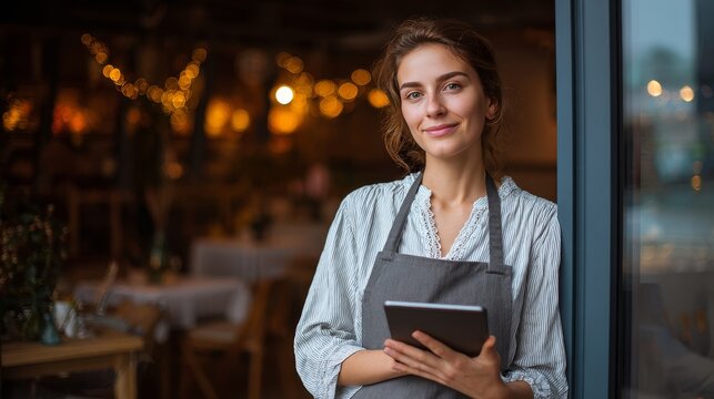 Small Restaurant Business Owner Using Technology
