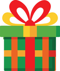 "Wrapped Gift Icon – Flat Design Colorful Present with Ribbon"

