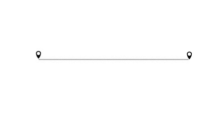Airplane line path icon. Air plane flight route with the point of location line trace. Flying with a dashed line from the starting point and location tracking in a dotted path animation.