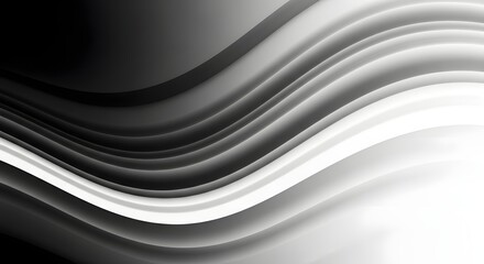Fototapeta premium Monochrome Abstract Flowing Gradient Waves in Black and White Design