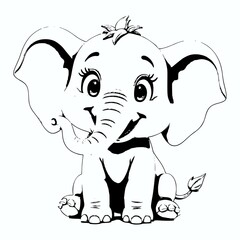 An adorable cartoon elephant smiles with a cheerful expression. This transparent background design is perfect for stickers, memes, party themes, and fun digital projects.
