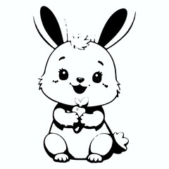 An adorable cartoon bunny smiling with a cheerful expression. This transparent background design is perfect for stickers, memes, party themes, and fun digital projects.
