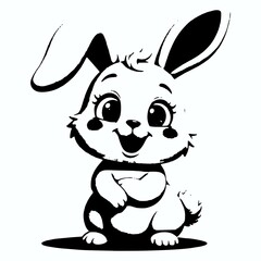 An adorable cartoon bunny smiling with a cheerful expression. This transparent background design is perfect for stickers, memes, party themes, and fun digital projects.
