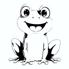 An adorable cartoon frog smiling with a cheerful expression. This transparent background design is perfect for stickers, memes, party themes, and fun digital projects.

