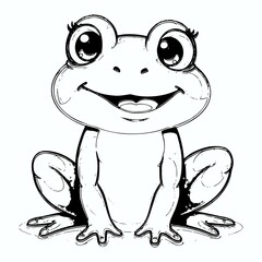 An adorable cartoon frog smiling with a cheerful expression. This transparent background design is perfect for stickers, memes, party themes, and fun digital projects.
