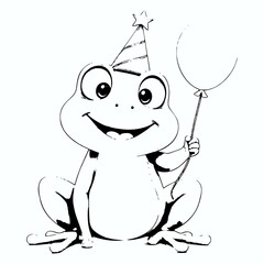 Adorable cartoon lizard wearing a striped party hat, smiling with a cheerful expression. This transparent background design is perfect for stickers, memes, party themes, and fun digital projects.
