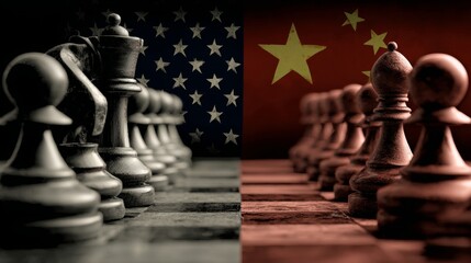 Superpower Rivalry and Geopolitics Symbolized by Chess