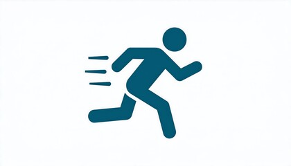 Fototapeta premium A simple, stylized illustration portrays a person running at high speed, conveying a sense of urgency and swift movement.