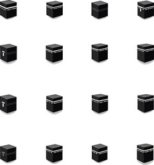 Multiple kaaba silhouettes islamic holy site mecca pattern