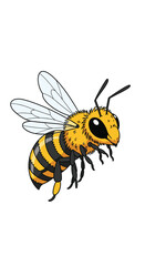 Charming cartoon bee flying illustration with detailed wings and fuzzy body