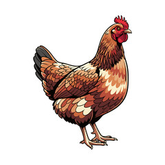 Hen on a white background