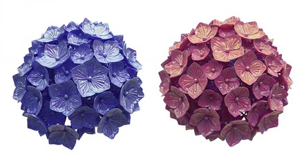 Colorful hydrangea flower clusters