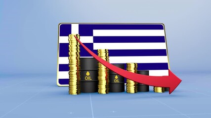 Greece Oil Revenue Decline 3D Economic Crisis Infographic - Powered by Adobe