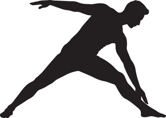 Vectorized silhouette of a person practicing yoga in a triangle pose, emphasizing flexibility, stretching, and physical wellness for a healthy lifestyle