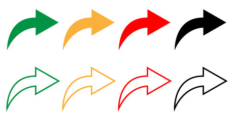 Red Green Yellow Black Arrow Icons PNG Graphics