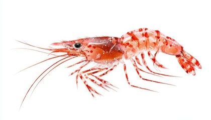 Fresh Red Shrimp Isolated on White Background