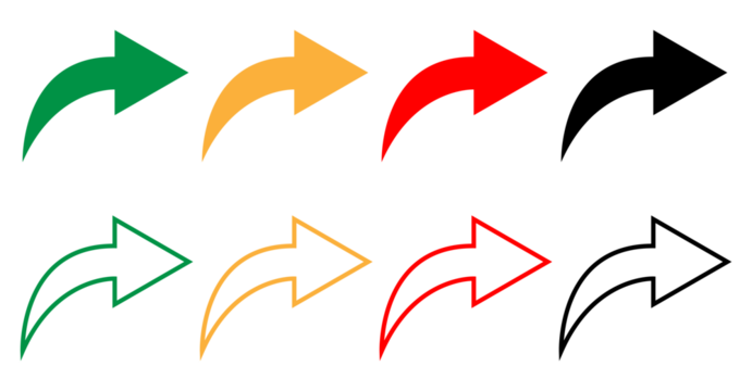 Red Green Yellow Black Arrow Icons PNG Graphics