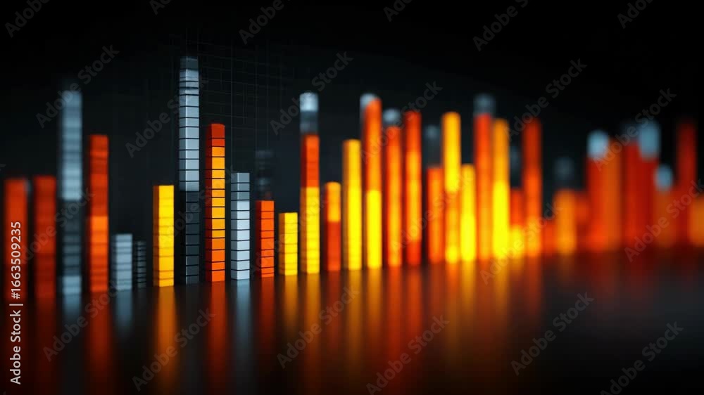 Aufkleber abstract digital data chart with glowing bars. visual representation of market trends and financial 