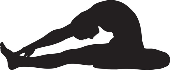 Male athlete silhouette doing a seated forward bend pose, symbolizing flexibility, balance, and a healthy lifestyle
